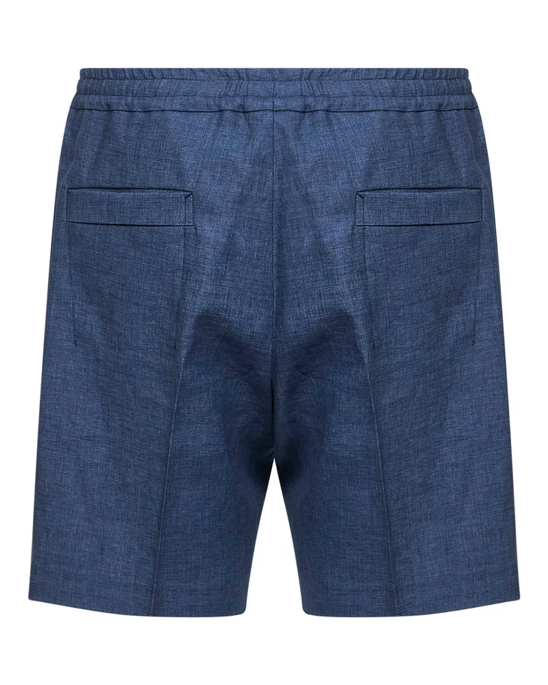 Ermenegildo Zegna Men's Shorts Oasi Lino Navy Blue Linen Navy