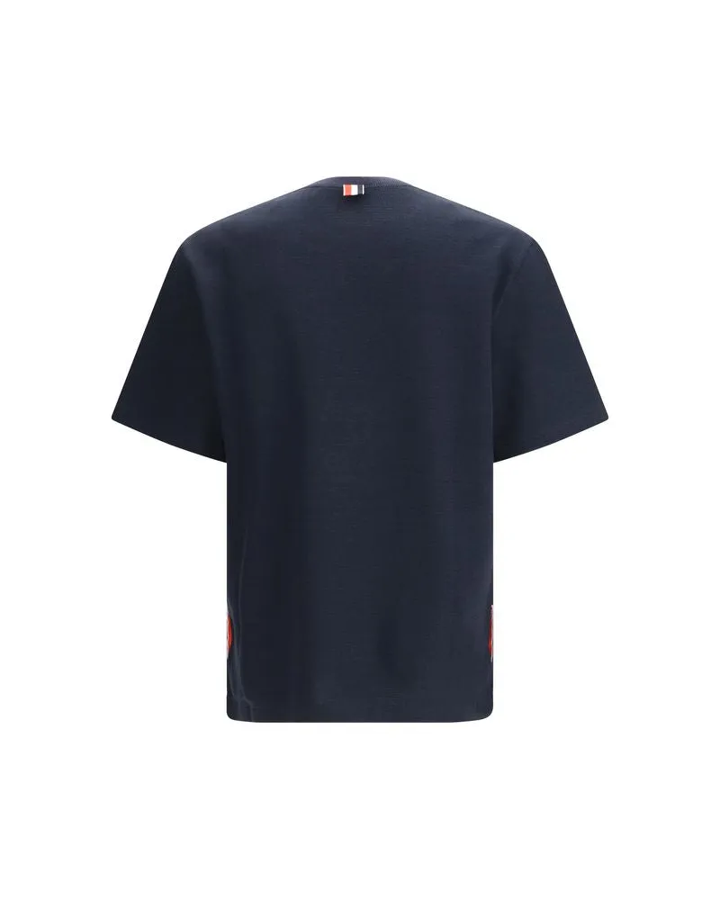 Thom Browne Men's Blue Cotton T-Shirt Navy