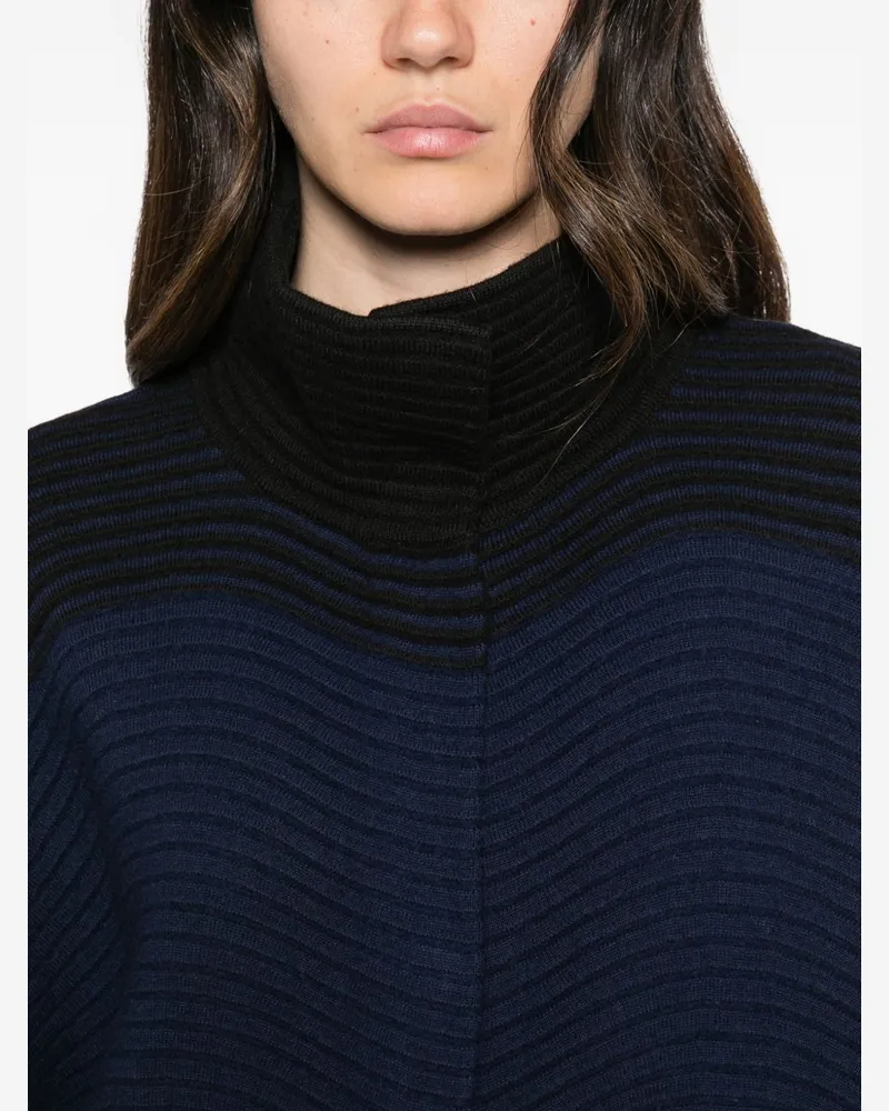 Emporio Armani Wool Blend Wave-Pattern Coat — Black Black