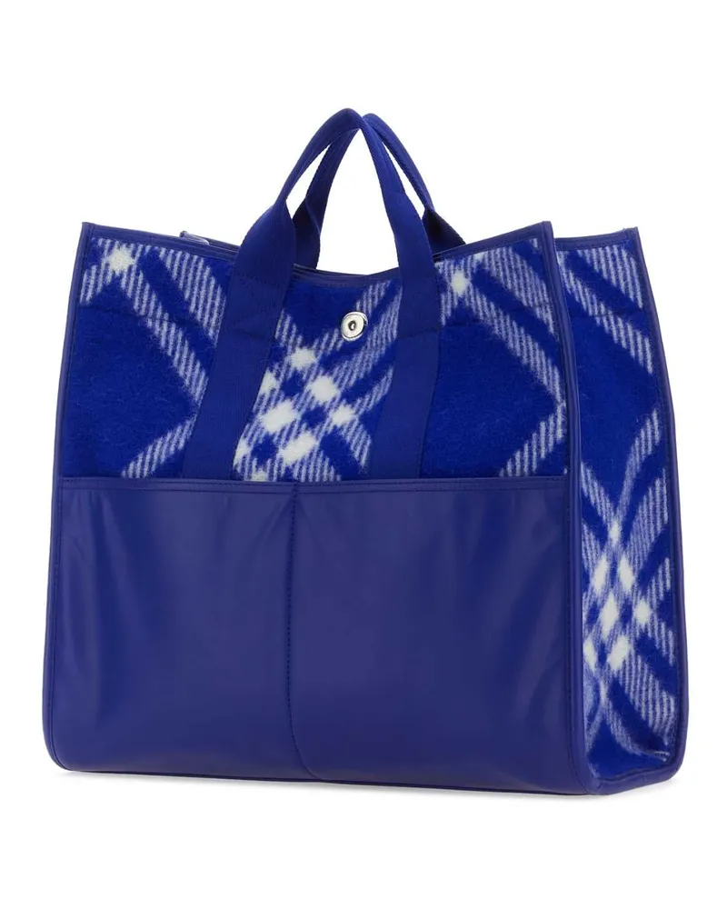 Burberry Men's Embroidered Fabric Knight Shopping Bag Borse A Mano Blue