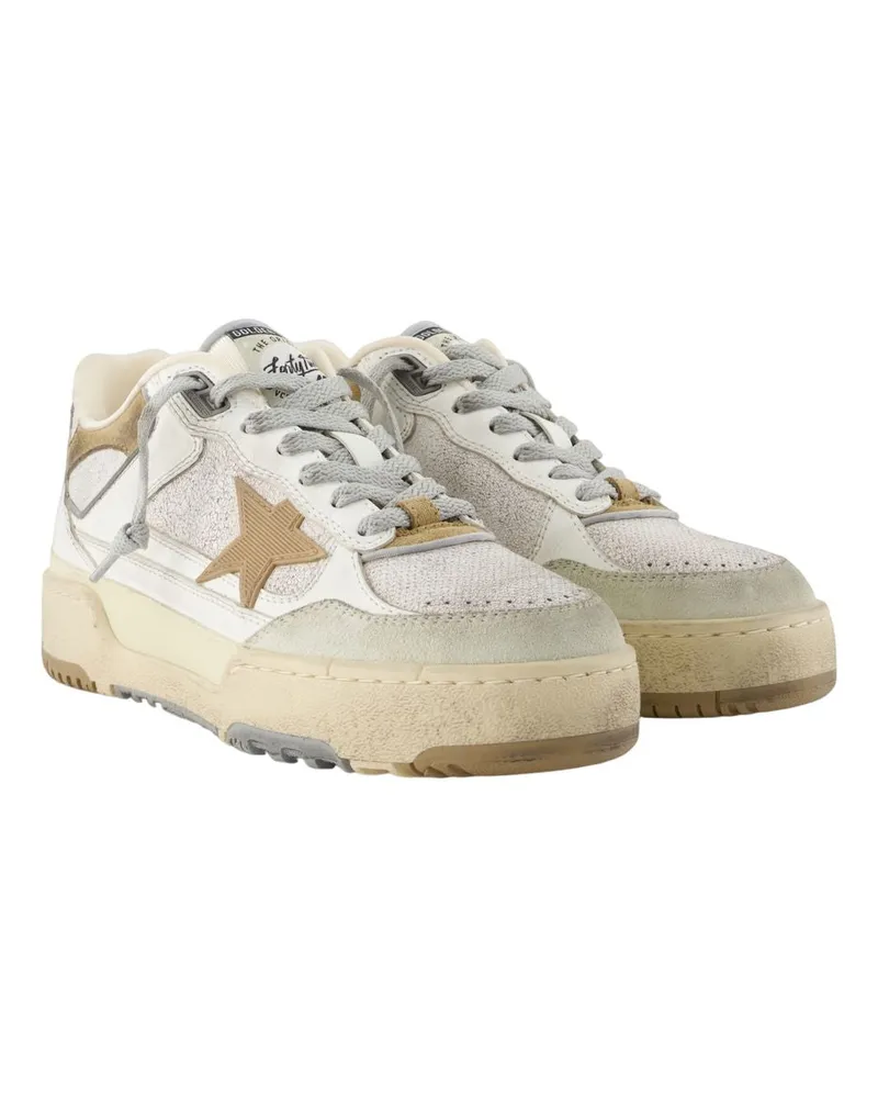 Golden Goose Women's Forty Two Sneakers -  Leather Multicolor Cowhide Shoes Beige