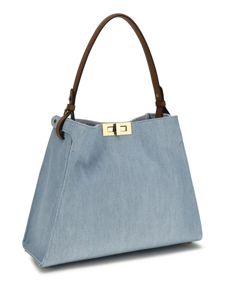 Fendi Women's Medium Way Handbag Denim Ch+sellier+os Cotton; Polyester Handbags Hand Bags Blue