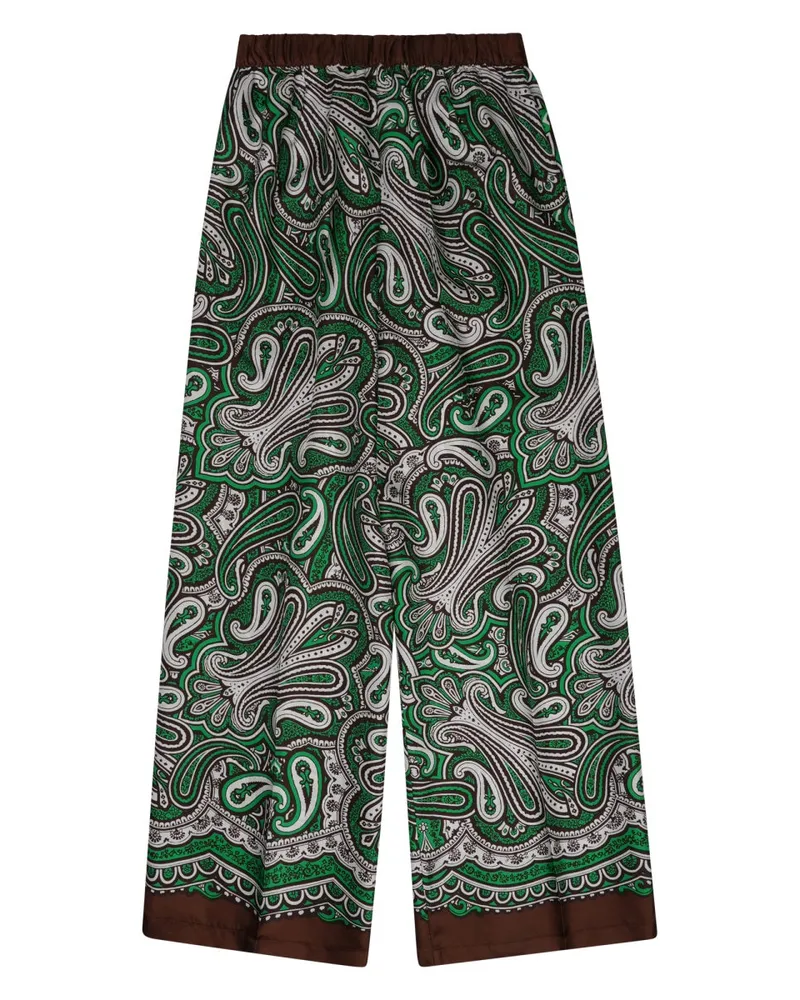 P.A.R.O.S.H. P.A.R.O H. Silk Paisley Print Trousers — Green Green