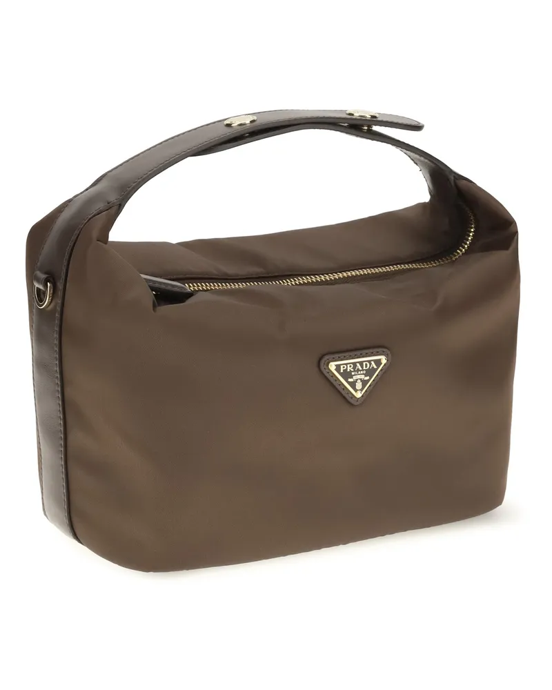 Prada Women's Mini Handbag Chérie Burnt Recycled Polyamide Shoulder Bags Brown