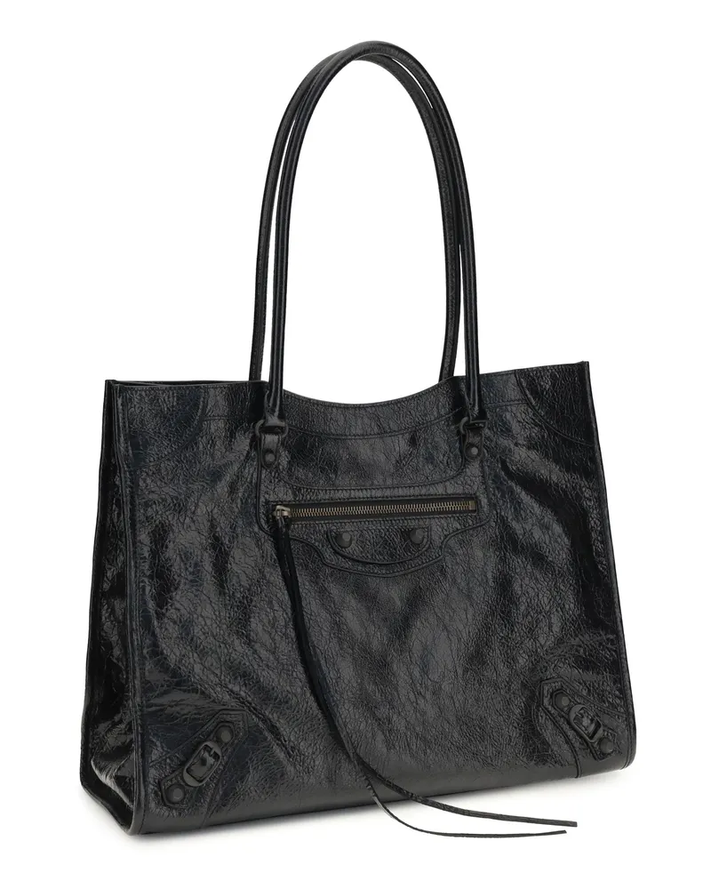 Balenciaga Women's Small Le City Tote Bag Black Lamb Ovis Aries Shoulder Black