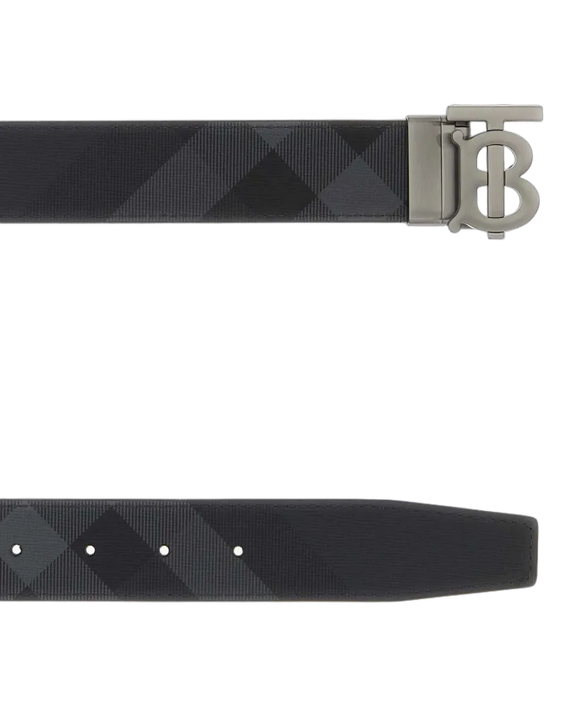 Burberry Men's A:mb Tb 35mm Plaque Rvs Brt:173339:a2560 Charcoalgraphite Polyurethane Polyester Cotton Cinture Belt Gray