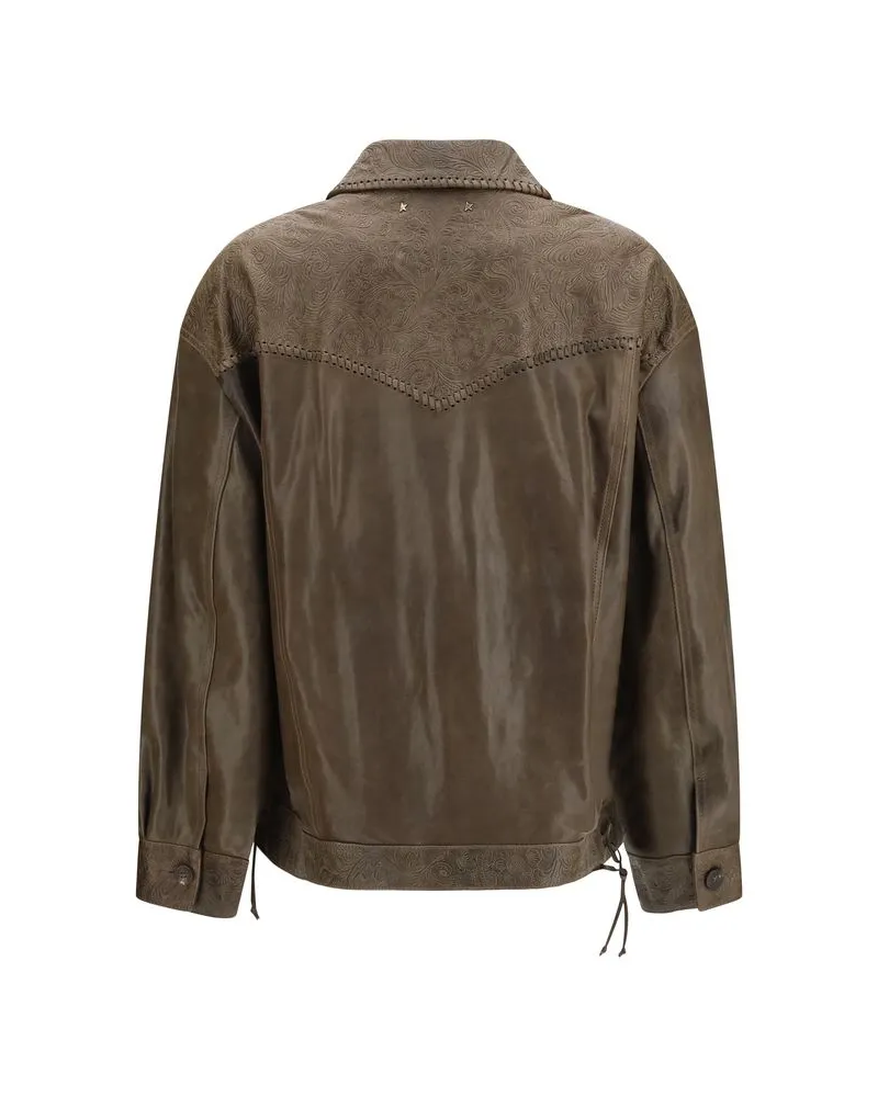 Golden Goose Women's Brown Calf Leather Bos Taurus Jacket Clothing Brown