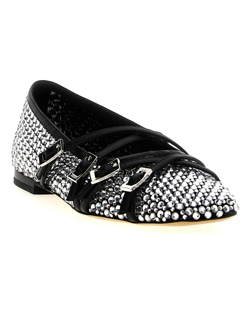 Mach & Mach Crystal Net Ballet Flat — Black Black