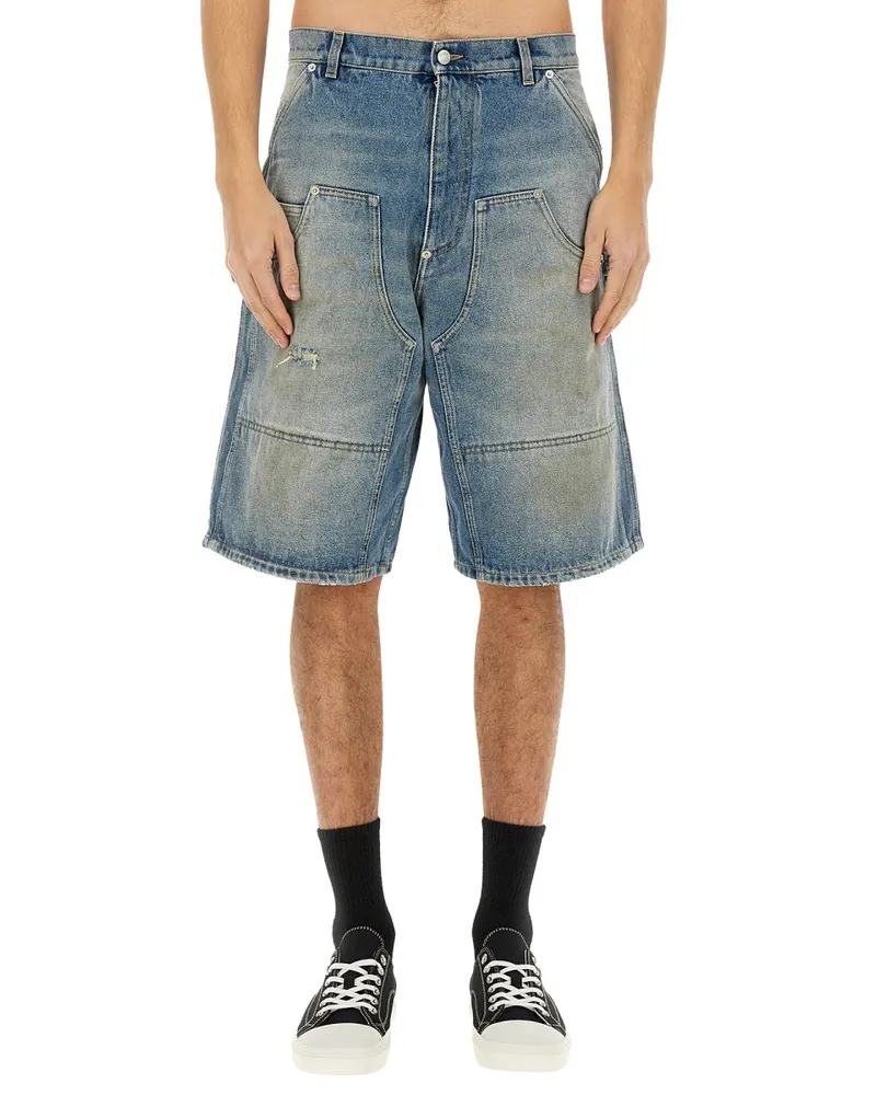 Moschino Cotton Denim Shorts — Blue Blue