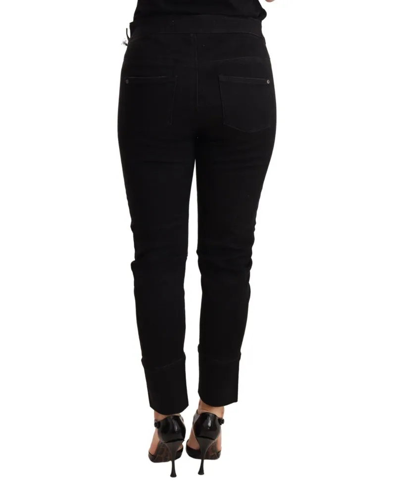 Ermanno Scervino Women's Black Low Waist Skinny Slim Trouser Cotton Jeans Black