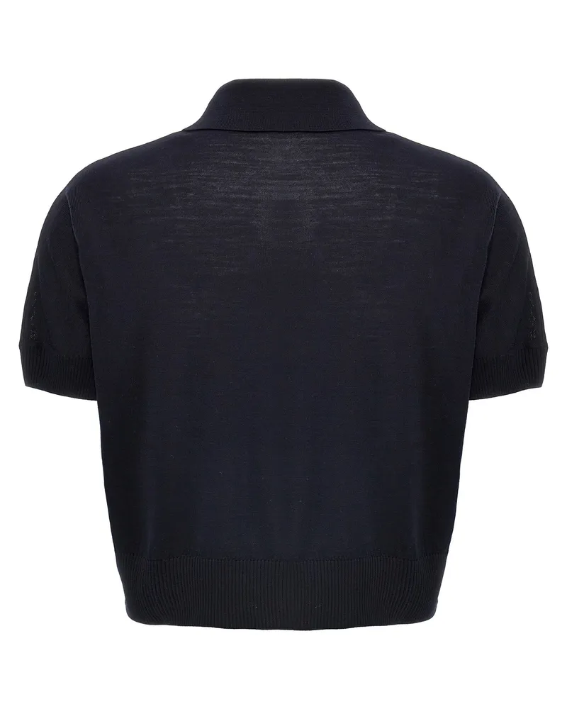 KHAITE Women's Blue Wool Shortsleeve Shirt Navy