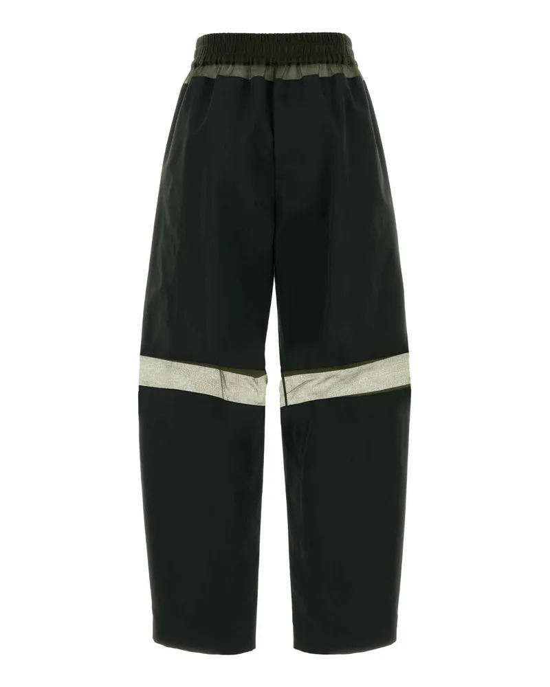 Fendi Women's Color-Block Cotton-Silk Blend Trousers Black Exterior Nylon Black