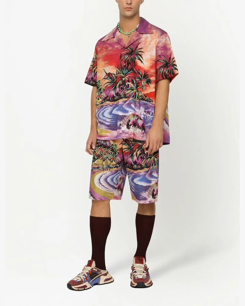 Dolce & Gabbana Tropical Graphic Print Bermuda Shorts — Multi-color Multi-color