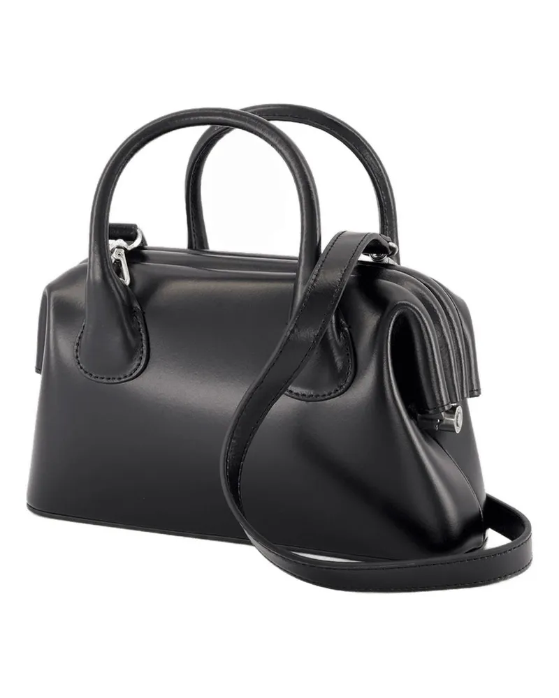 OSOI Women's Boat Mini Purse -  Leather Black Cowhide Bags Handbags-Purses Black