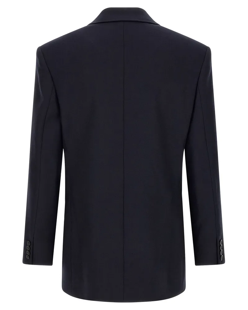 Saint Laurent Felted Wool Gabardine Blazer — Navy Navy