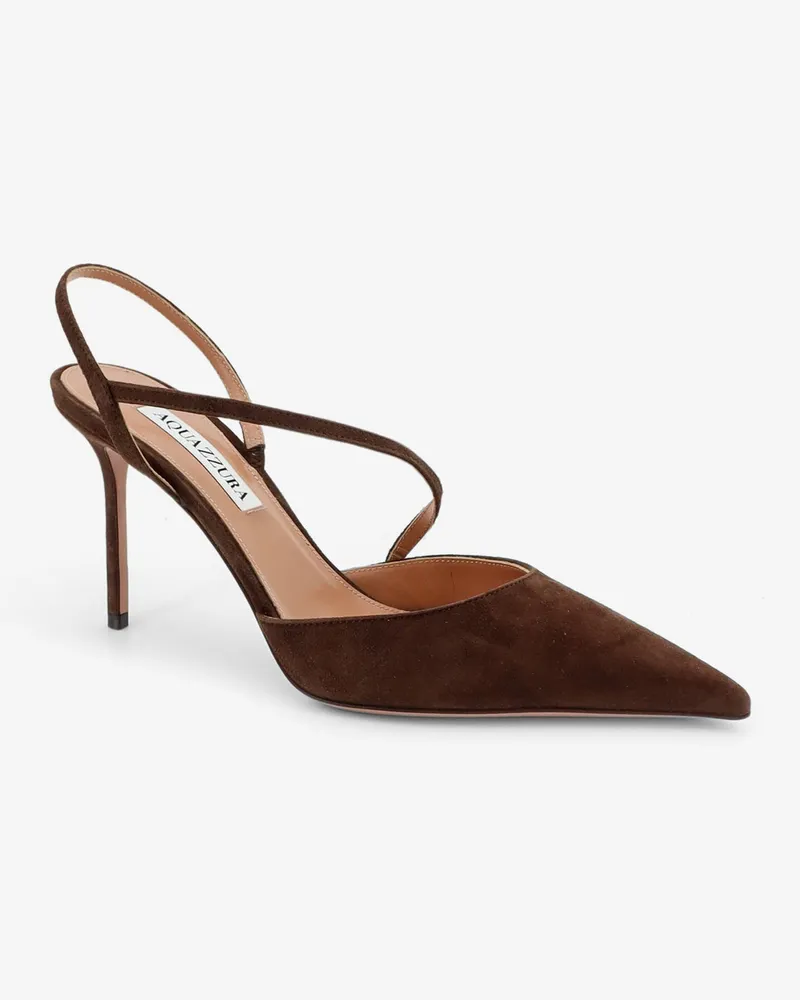 Aquazzura Women's Pumps Bow Tie Brown Suede High Heel Shoes Brown