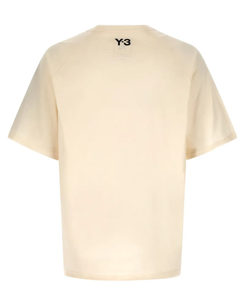 Y-3 Men's White Cotton T-Shirt Beige