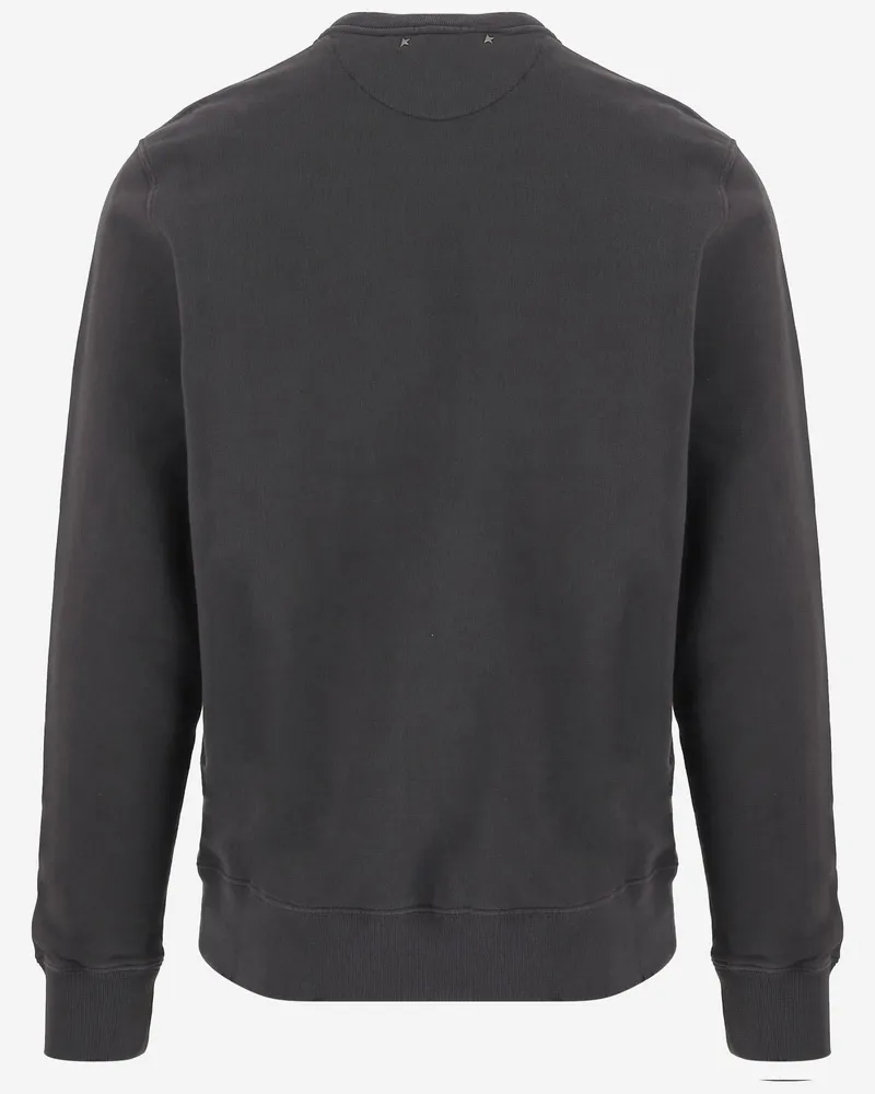 Golden Goose Men Cotton Sweatshirt Dark Grey Knitwear Sweater Gray