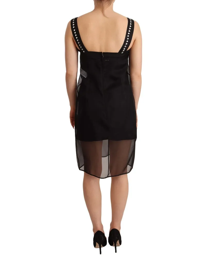 Dolce & Gabbana Women Black Silk Stretch Crystal Sheath Mini Dress Black