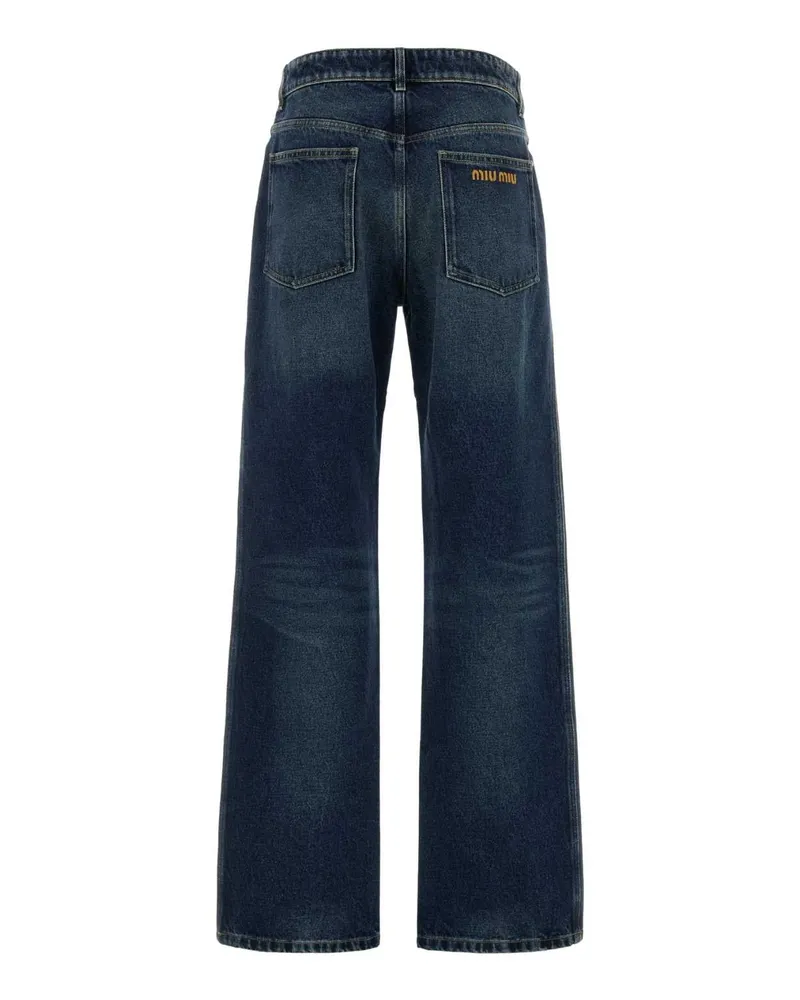 Miu Miu Women's Denim Jeans Bleu Exterior: Cotton Blue