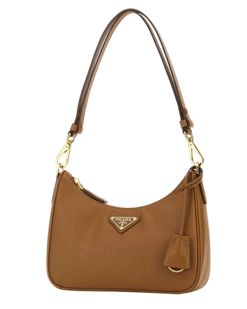 Prada Women's Caramel Leather Mini  Re-Edition Shoulder Bag 0 1 Borse A Mano Brown