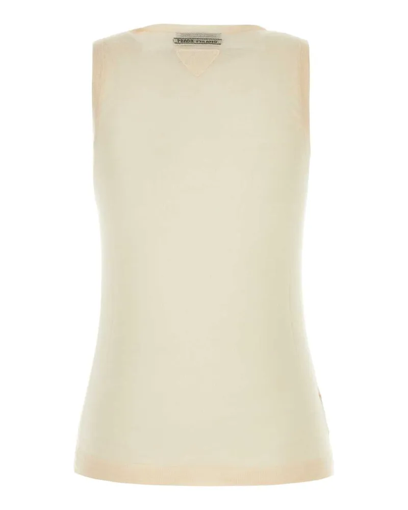 Prada Women's Skin Pink Cashmere Blend Vest Naturale Exterior: Silk Maglieria Beige