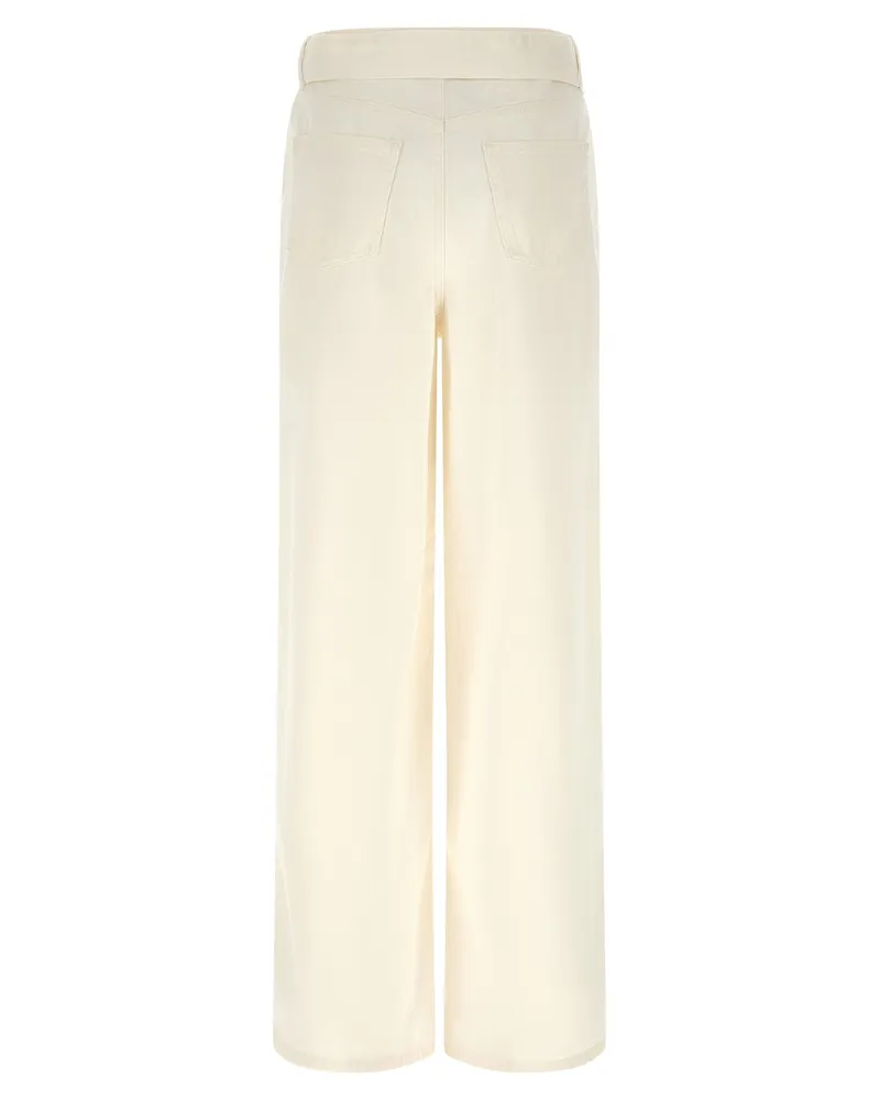 Twin-Set Wide-Leg Denim Jeans — Cream Cream