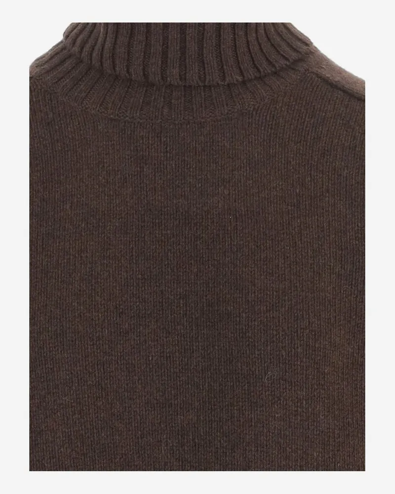 Bruno Manetti Women's Turtle-Neck Sweater Dark Brown Wool Virgin Brown