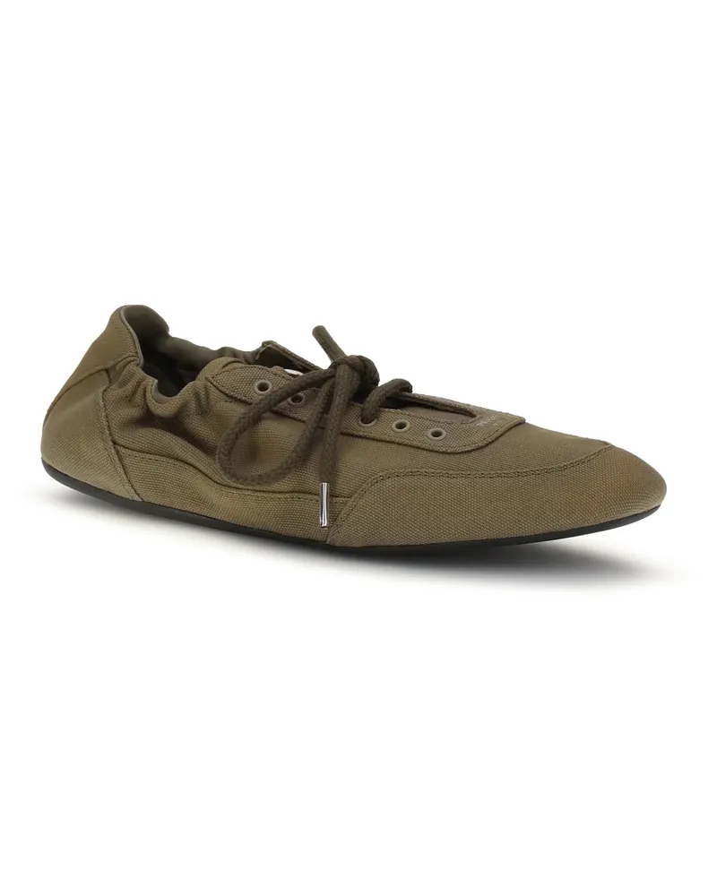 Prada Women's Sneakers Collapse Military Upper: Cotton Trainers Beige