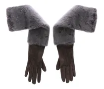 Mink Fur & Lambskin Gloves — Gray
