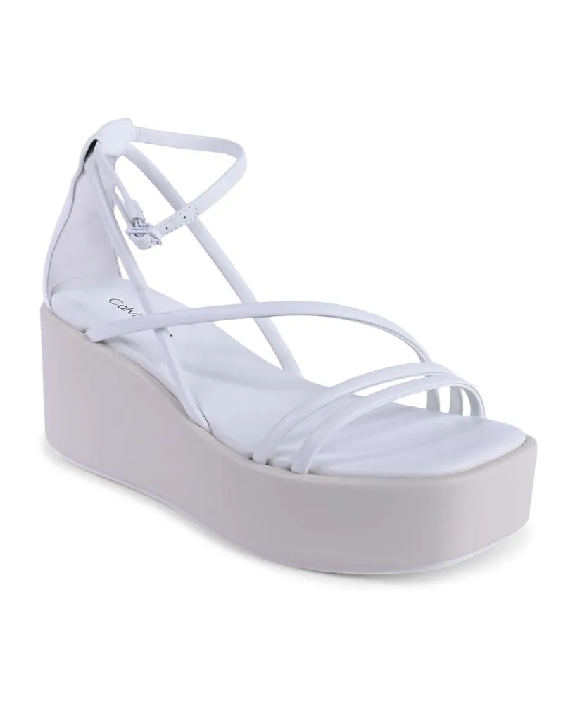 Calvin Klein Leather Platform Sandal — White White