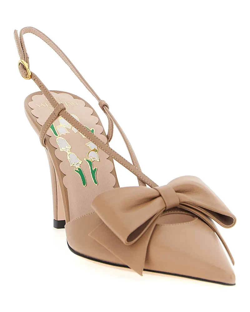 Valentino Garavani Kidskin with Bow Detail Slingback Pump — Beige Beige
