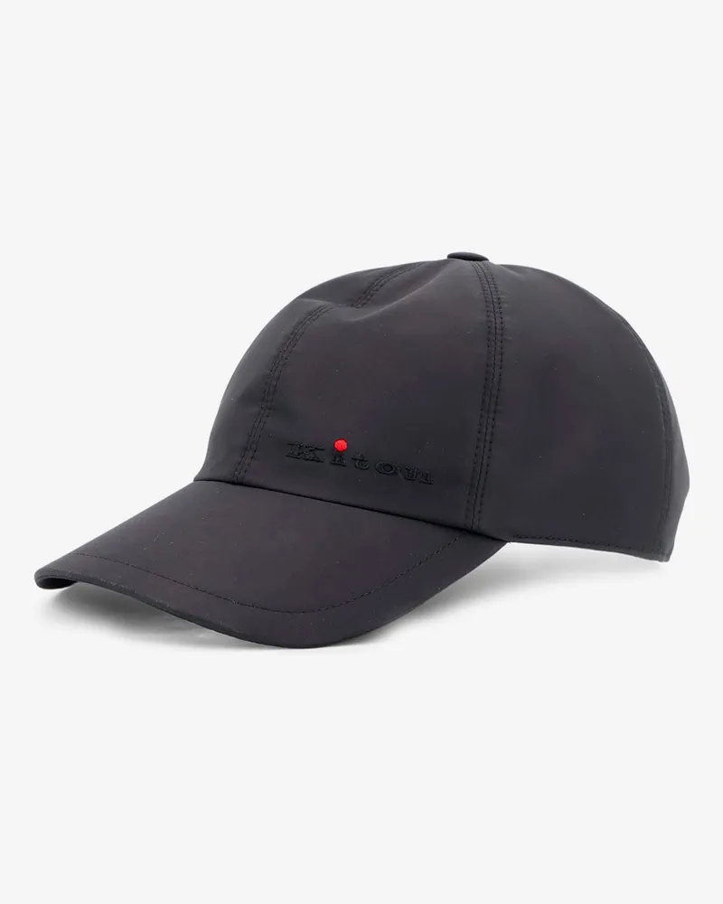 Kiton Men's Nylon Hat With Embroidered Logo Black Black