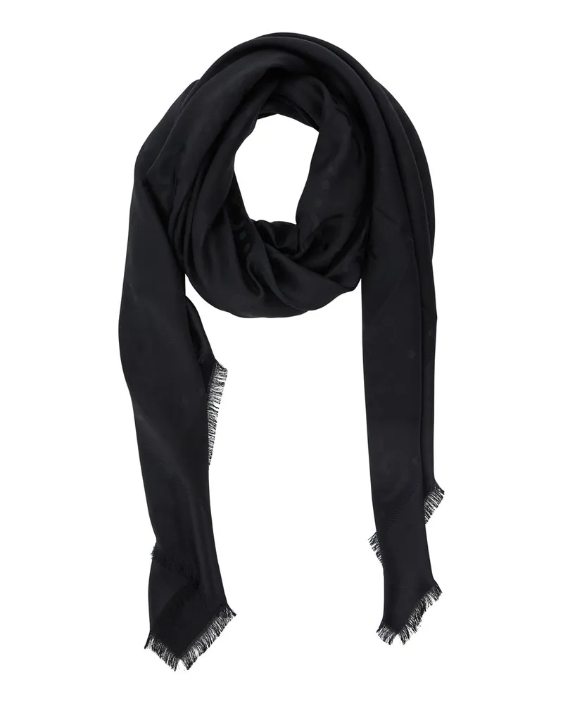 Gucci Women's Scarf With Gg Motif, Black Silk-Wool Scarfs Black