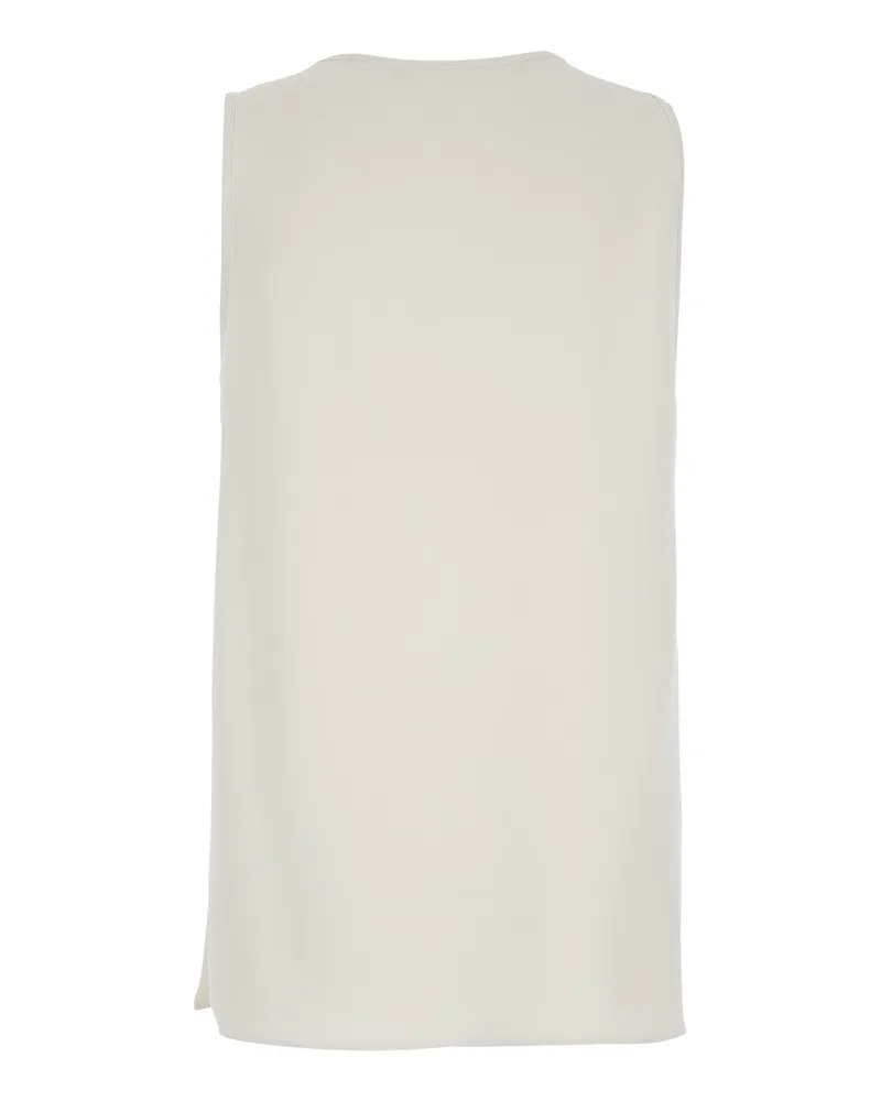 P.A.R.O.S.H. Women Sleeveless Top Round Neck White Polyester Tops White