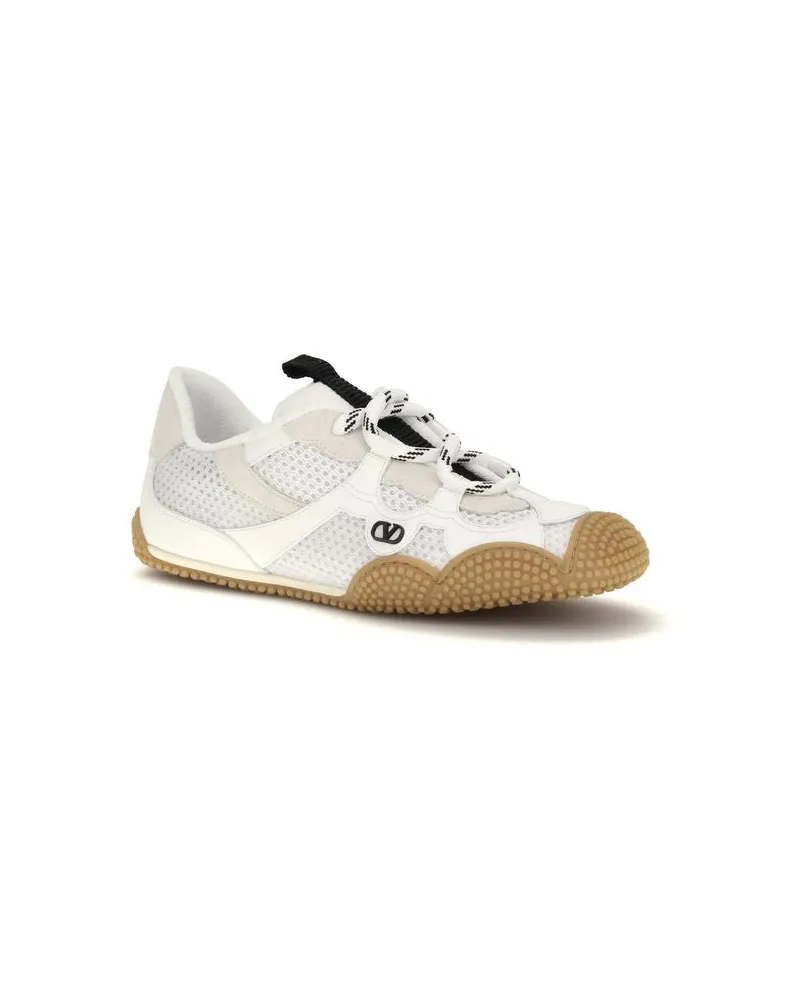 Valentino Garavani Women's White Calf Leather Bos Taurus Athletic Sneakers White