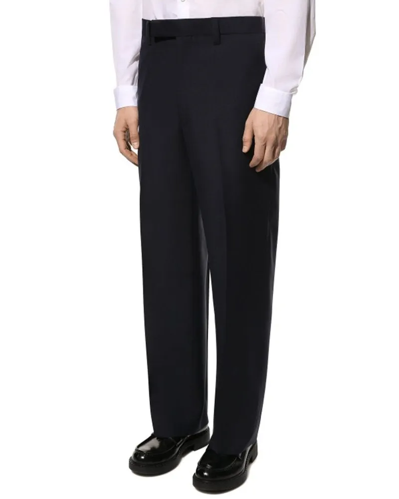 Prada Men's Blue Wool Dress Pants Black