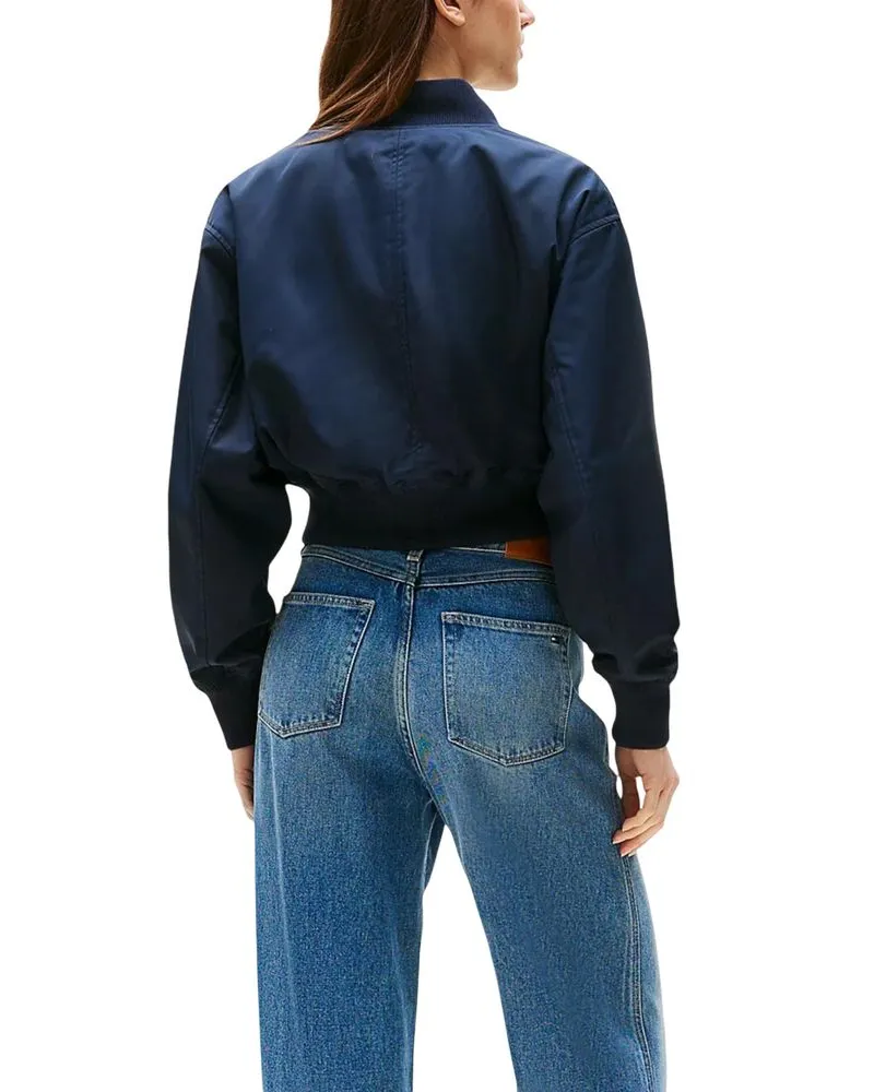 Tommy Hilfiger Recycled Polyester Cropped Bomber Jacket — Navy Navy