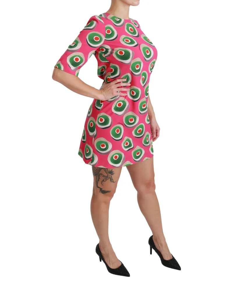 Dolce & Gabbana Women Pink Silk Cup Cake Shift Stretch Dress Pink