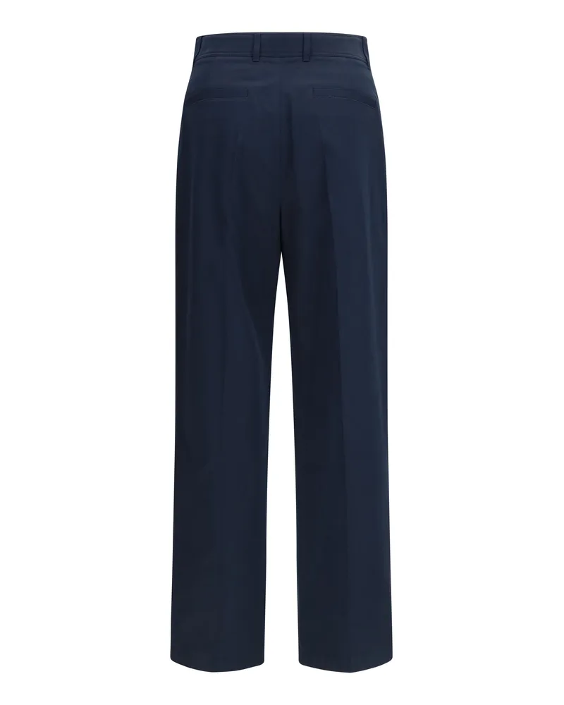 Valentino Garavani Men's Straight Pants Navy Cotton Trousers Navy