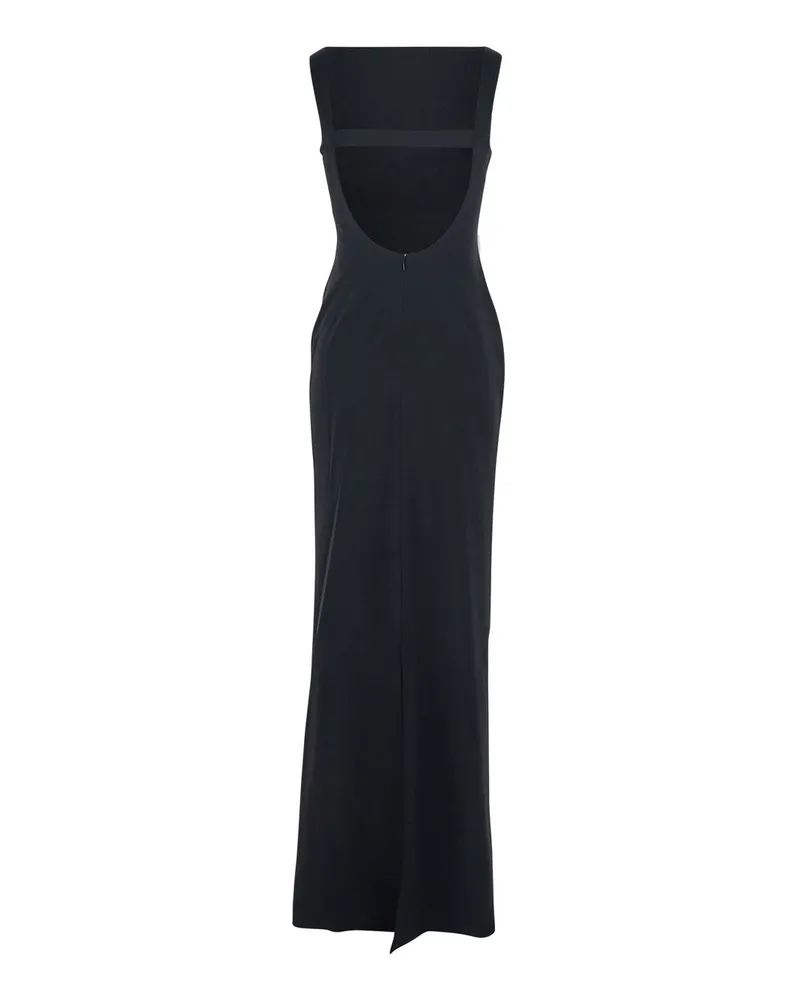Solace London Women's Black Long Dress With Square Neckline Polyester Black
