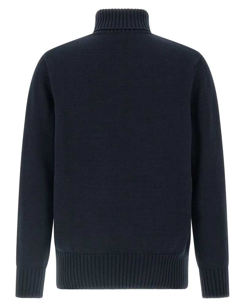 Givenchy Turtleneck Logo Embroidery Sweater — Navy Navy
