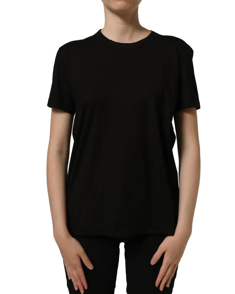 Dolce & Gabbana Logo-Embroidered Cotton T-Shirt — Black Black
