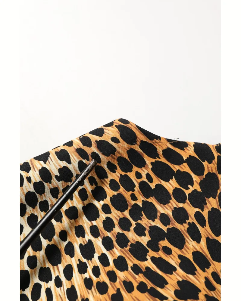 Dolce & Gabbana Women's Brown Leopard Print Silk Sheath Midi Dress Elastane Brown