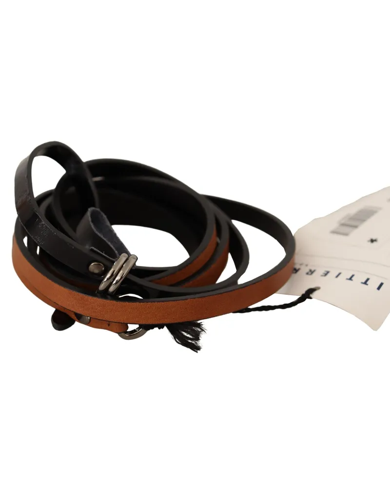 CoSTUME NATIONAL Women's Brown Leather Silver Tone Buckle Belt Brown