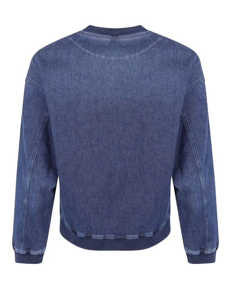 Emporio Armani Denim Cotton Crewneck Sweatshirt — Blue Blue