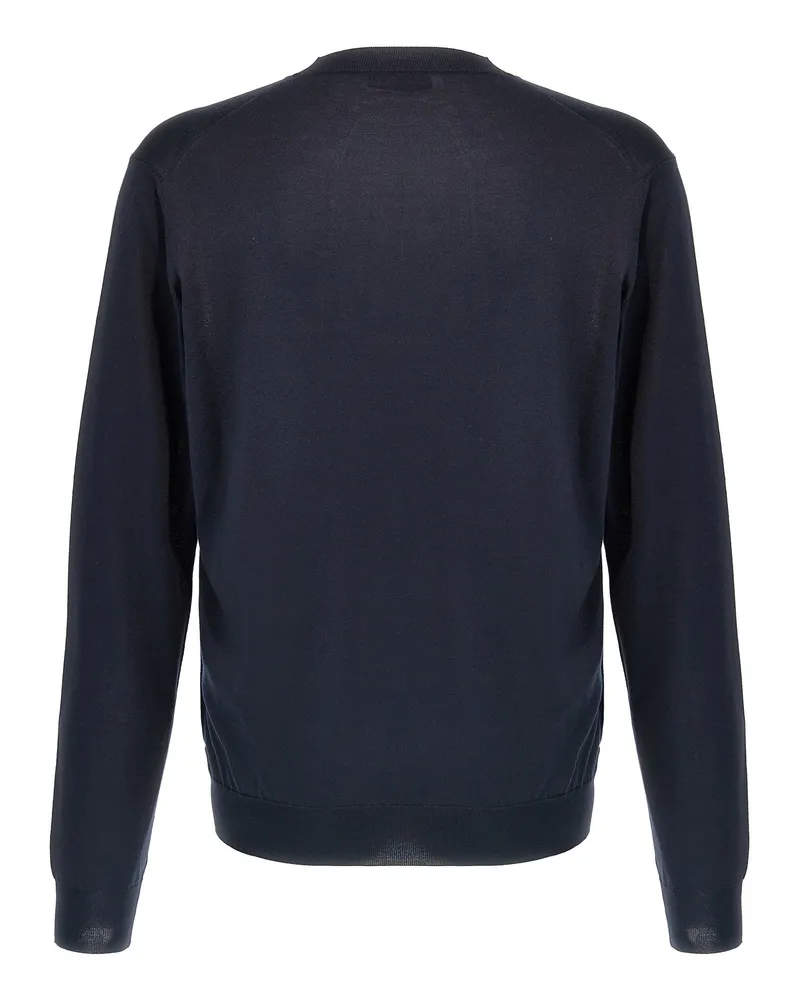 Prada Logo-Embroidered Silk Sweater — Navy Navy