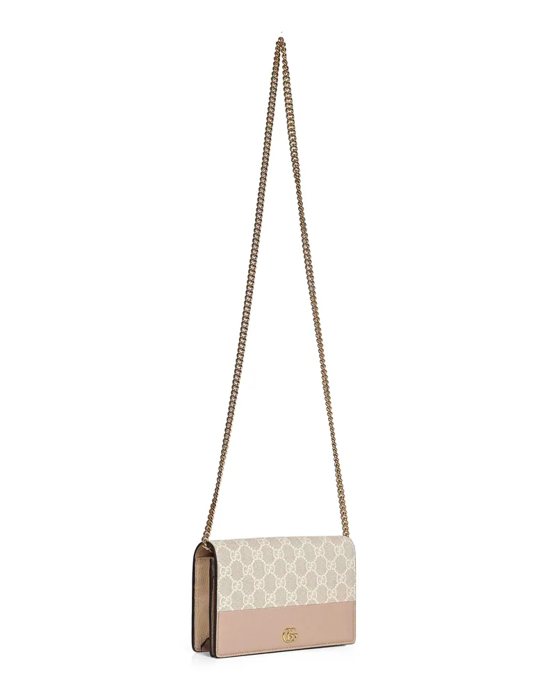 Gucci Women's Wallet On Chain Beige And White Beige-White Calf Leather Handbags Beige/white Hand Bags Beige
