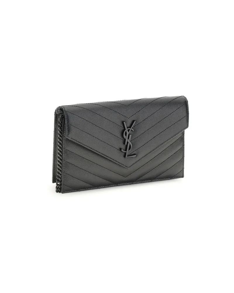 Saint Laurent Women's Black Calf Leather Bos Taurus Wallet Black