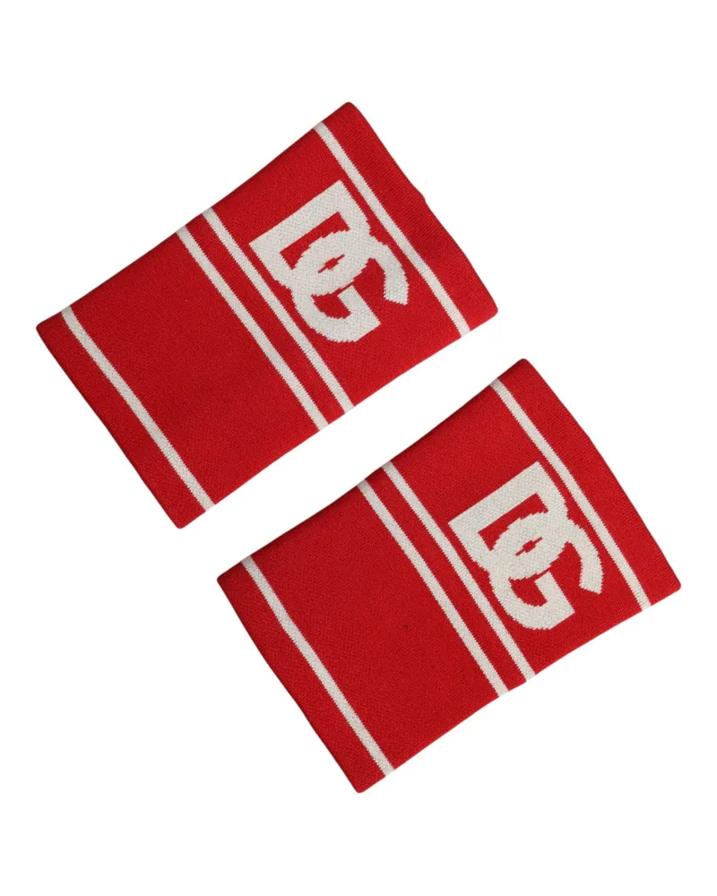 Dolce & Gabbana Men's Red White Dg Logo Cotton 1 Pair Wristband And Accessory Red